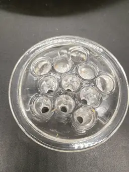 Clear Glass Floral Frog/ Marble Display 10 Holes 3.5In