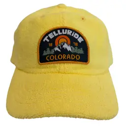 Telluride Colorado Patch Logo Yellow Terrycloth Unisex Adjustable Hat - NWOT