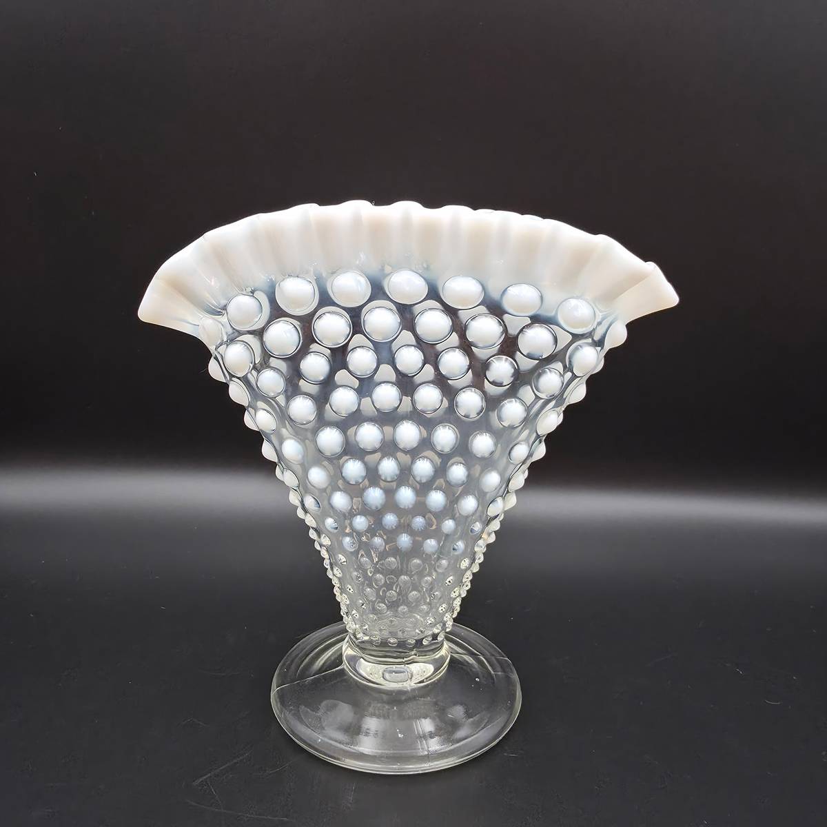 Niknax · Fenton French Opalescent Hobnail Fan Vase Ruffled Edge Vintage