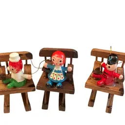Three Vintage Wooden Ornaments