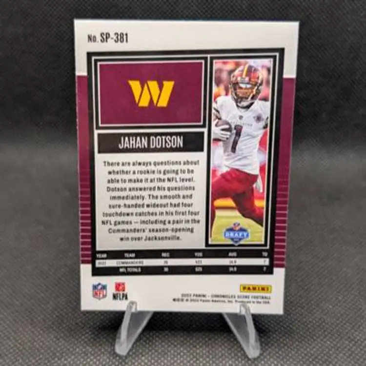 Jahan Dotson 2022 Panini Chronicles Score Rookie Card RC #SP-381 - Washington Commanders
