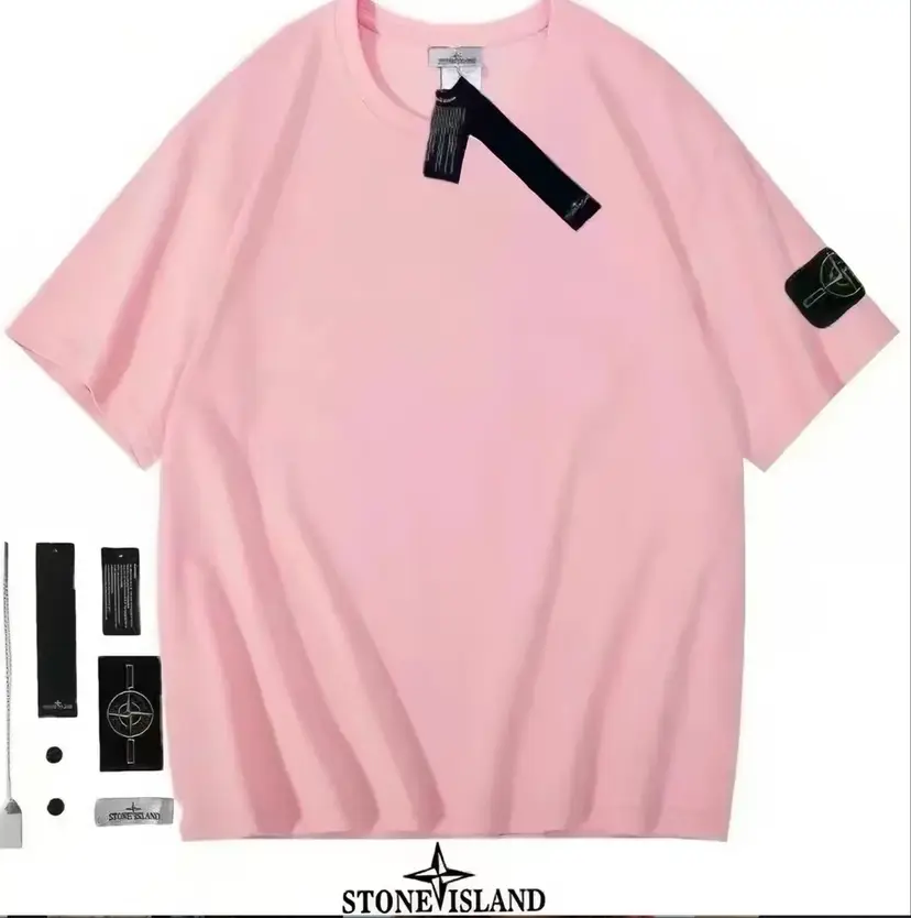 Stone Island T-Shirt – Soft Pink, Iconic Streetwear Essential