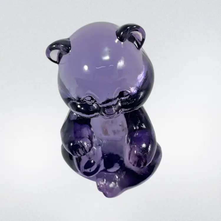 Fenton Miniature Purple Glass Bear Figurine, Fenton Purple Glass Bear Figurine