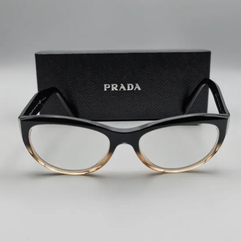 PRADA VPR01Q QFJ-101 Full Rim Eyeglasses Black/Beige 52-17-140 Women with Box