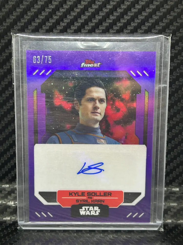 2023 Topps Finest Star Wars Kyle Soller as Syril Karn Auto Purple Refractor /75