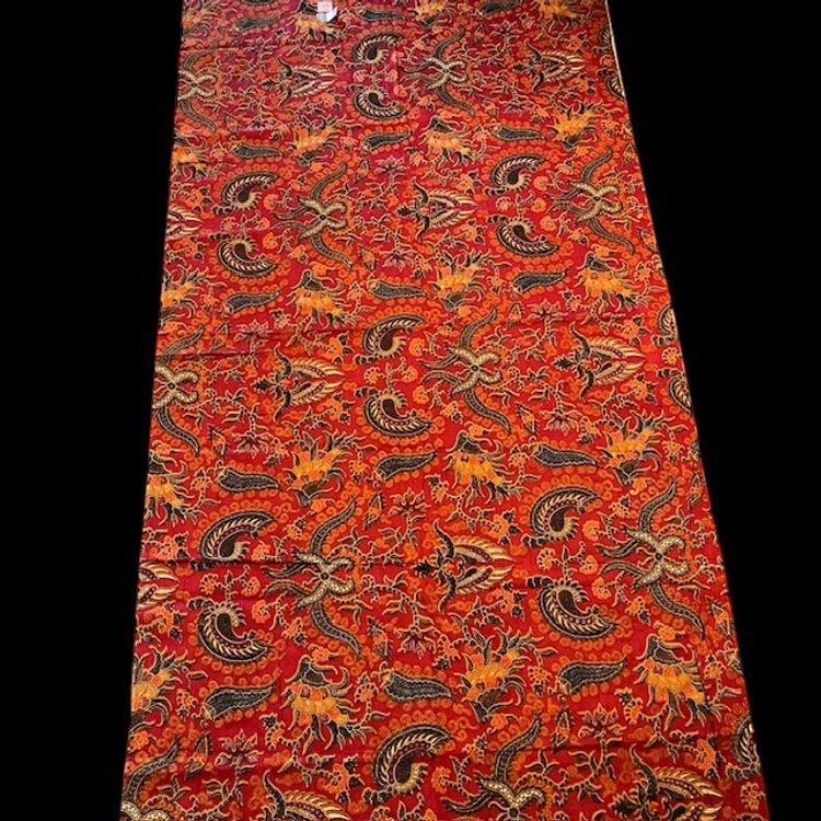 Batik Cotton Indonesia Print Tablecloth or Table Topper NOS 39" x 90" Fall Colors