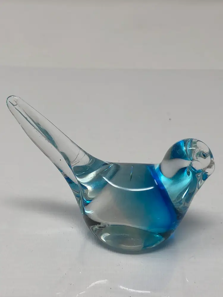 Blown Glass Bird with a Hint of Blue