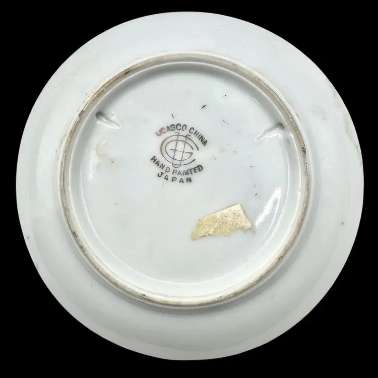 Vintage Hand Painted Small Decorative Plate Japan Landscape Mt Fuji Purple 4”