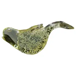 Handcrafted Vintage Glass Bird Figurine With Glow Effect Under Black Light