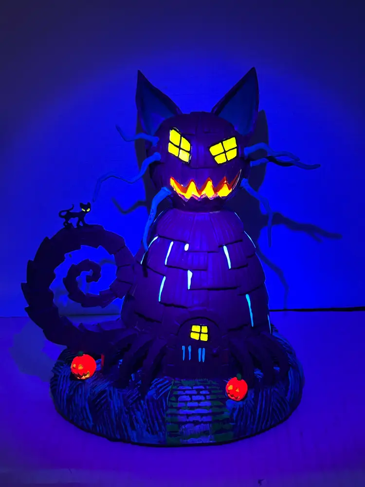 Hawthorne Village Nightmare Before Christmas THE CAT HOUSE BLACK LIGHT