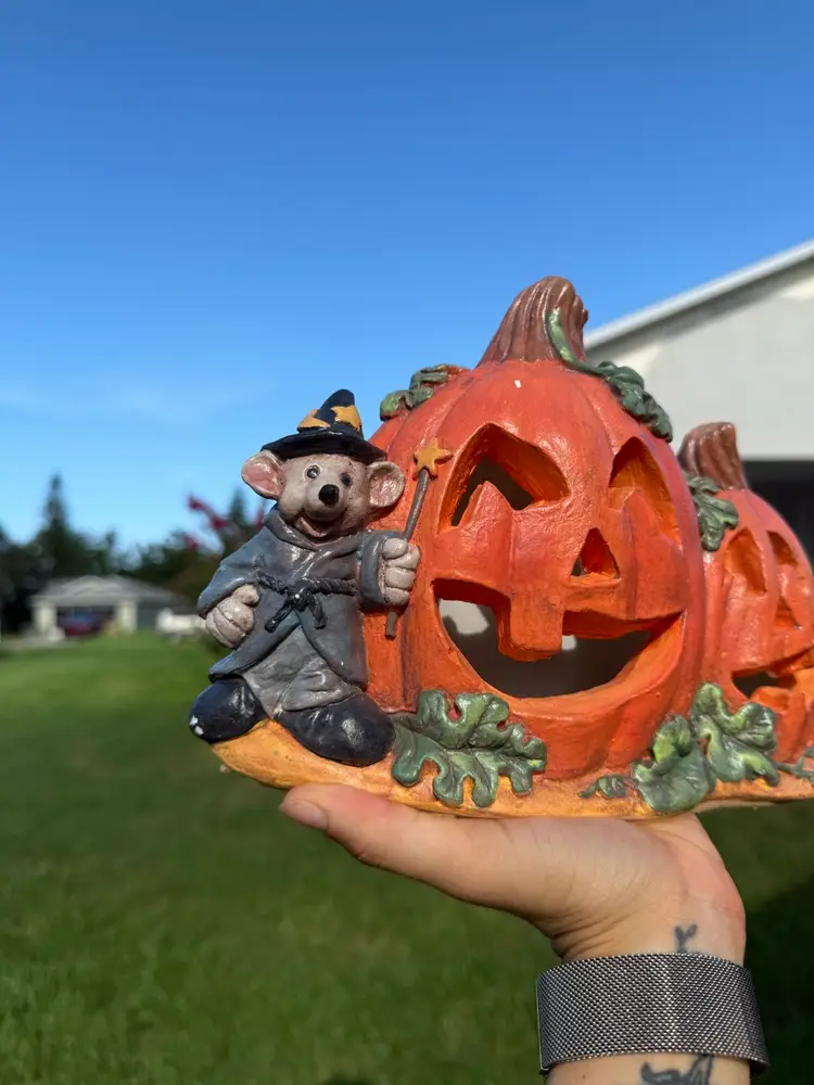 🎃Vintage Ceramic Jack O’ Lantern & Mouse Light Up Decor🎃