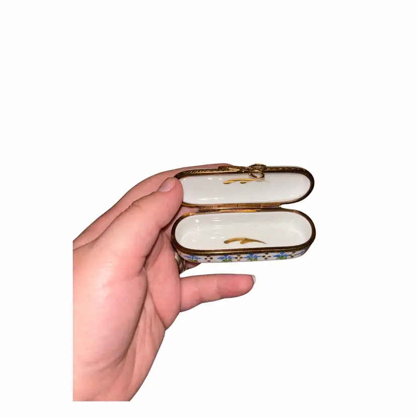 LIMOGES EXIMIOUS - FLORAL PIN/NEEDLE BOX