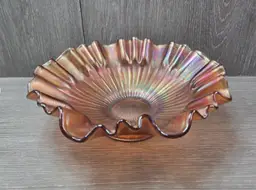 Vintage Fenton Marigold Smooth Rays Carnival Glass Bowl Candy Nut Dish 10"
