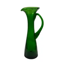 Green 8” Crackle Glass Pitcher