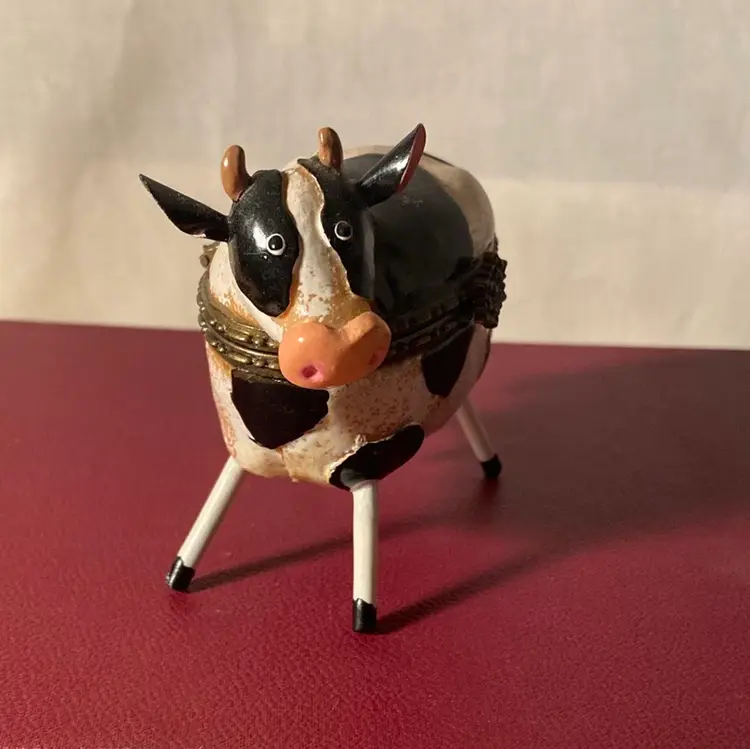 Hand painted Cow Trinket Box