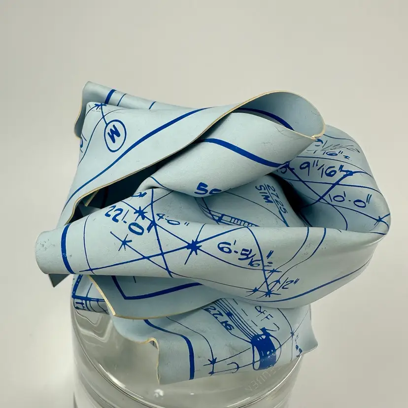 Vintage Museum of Modern By Tibor Kalman 1989 Blue Crumbled Architect Blueprint Paperweight