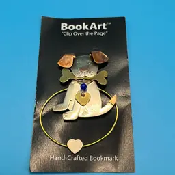 Book Art Bookmark Dog 🐶 With Bone Mixed Metals