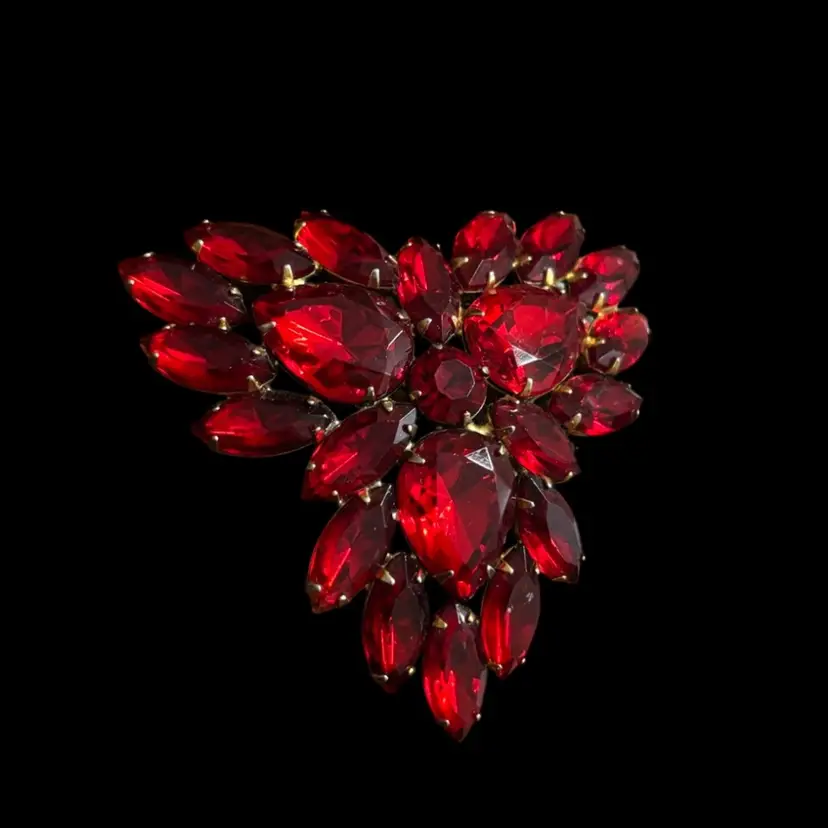Red Rhinestone Brooch