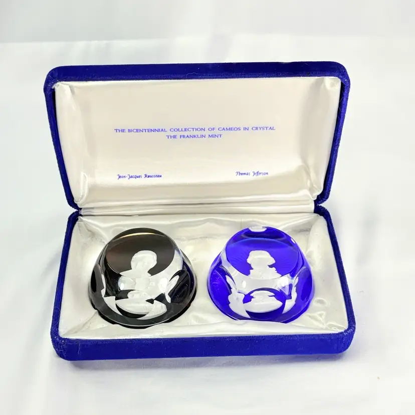 Franklin Mint Baccarat And CR Albert Paperweight Set