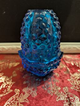 Colonial Blue Fenton Hobnail Fairy Lamp