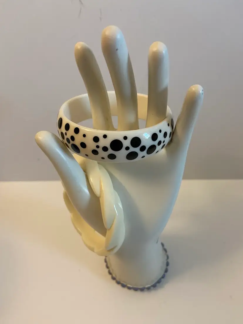 Set Of Two Vintage Bangle Bracelets Polka Dots 2.5” & A Twist 3”