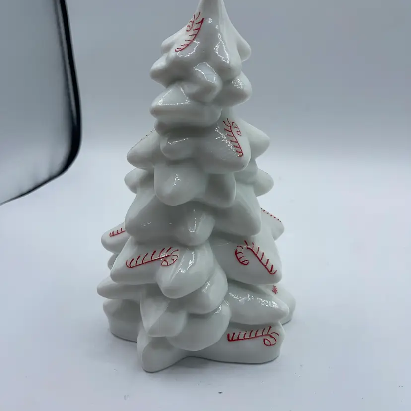 Mosser Hand-Painted 8 Inch Tree, White Milk Glass With Candy Canes