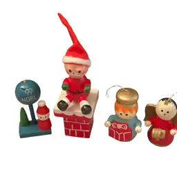 Four Vintage Wooden Ornaments