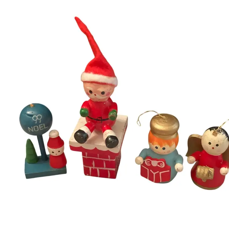 Four Vintage Wooden Ornaments