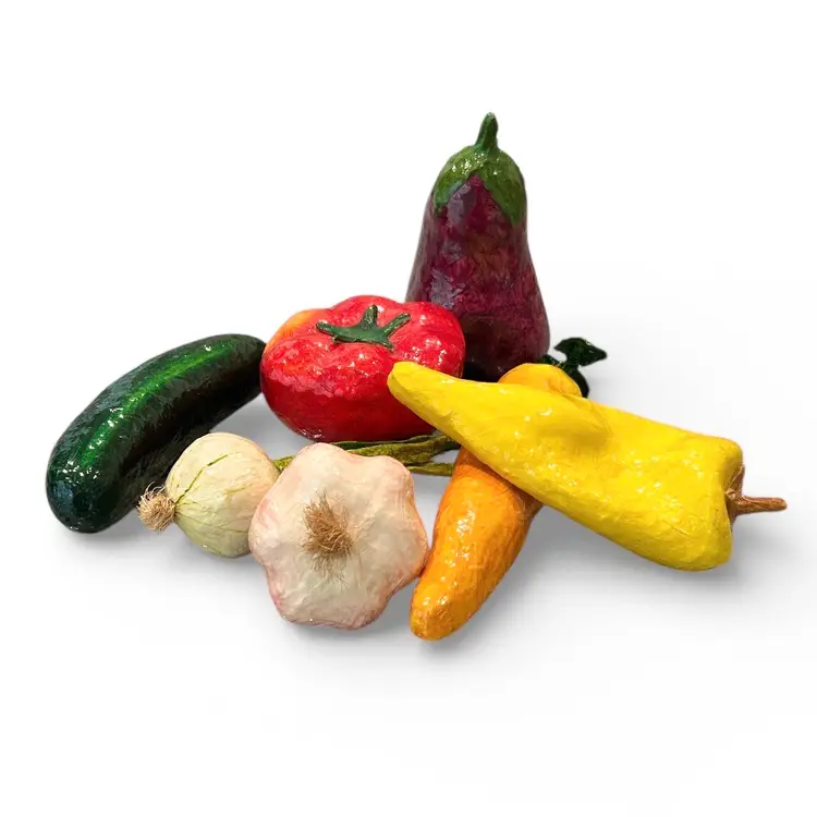 Various Hand Crafted And Painted Paper Mache Vegetables