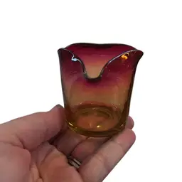 Antique Possibly Mount Washington  Glass Cranberry Optic Amberina Ombré Toothpick Match Holder