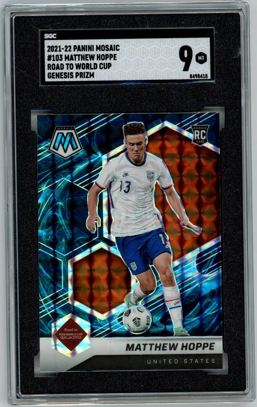 2021-22 Panini Mosaic MATTHEW HOPPE RC Rookie Genesis Prizm SSP #103 USA SGC 9 MT