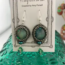 Base metal ear wires - Art Glass Bead Embroidered Earrings Made By Me