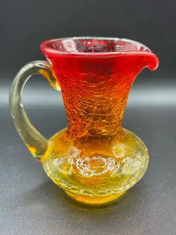Vintage Kanawha Amberina Crackle Glass Pitcher