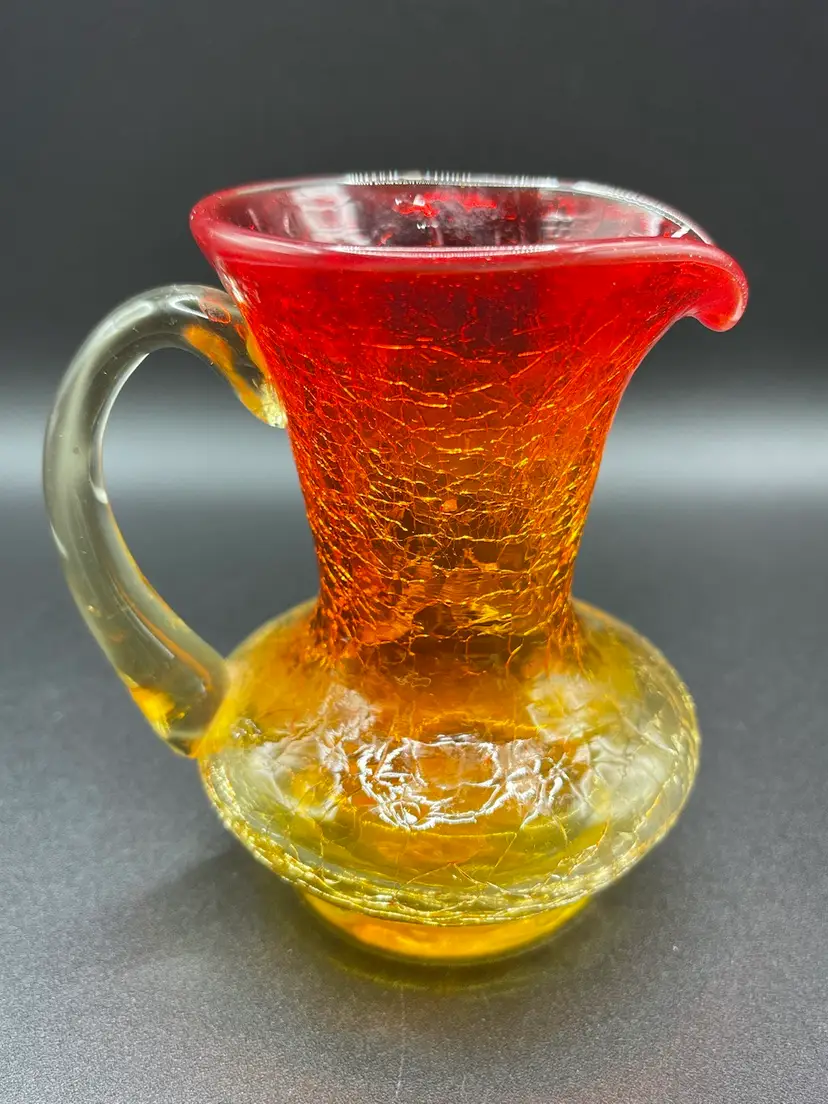 Vintage Kanawha Amberina Crackle Glass Pitcher