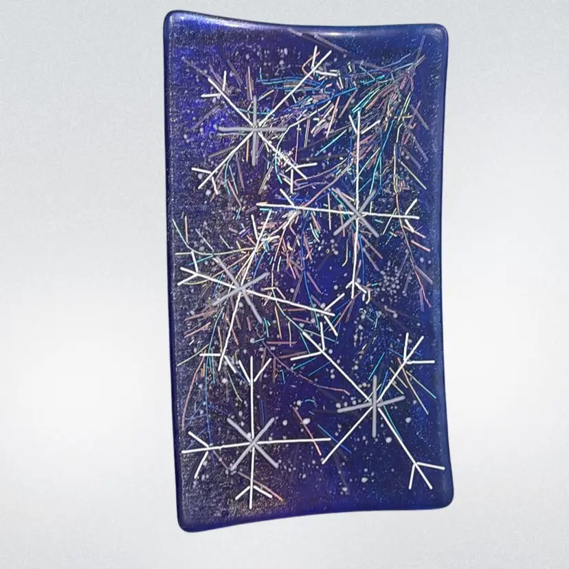 Artist-Signed Fused Glass Tray - 12.75” long and 7.25” wide