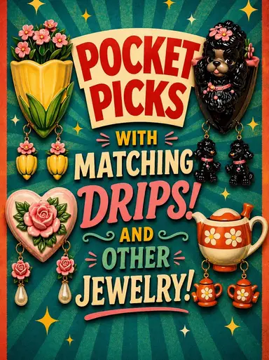 Wall Pockets W/Matching Earrings And Assorted Jewelry! 