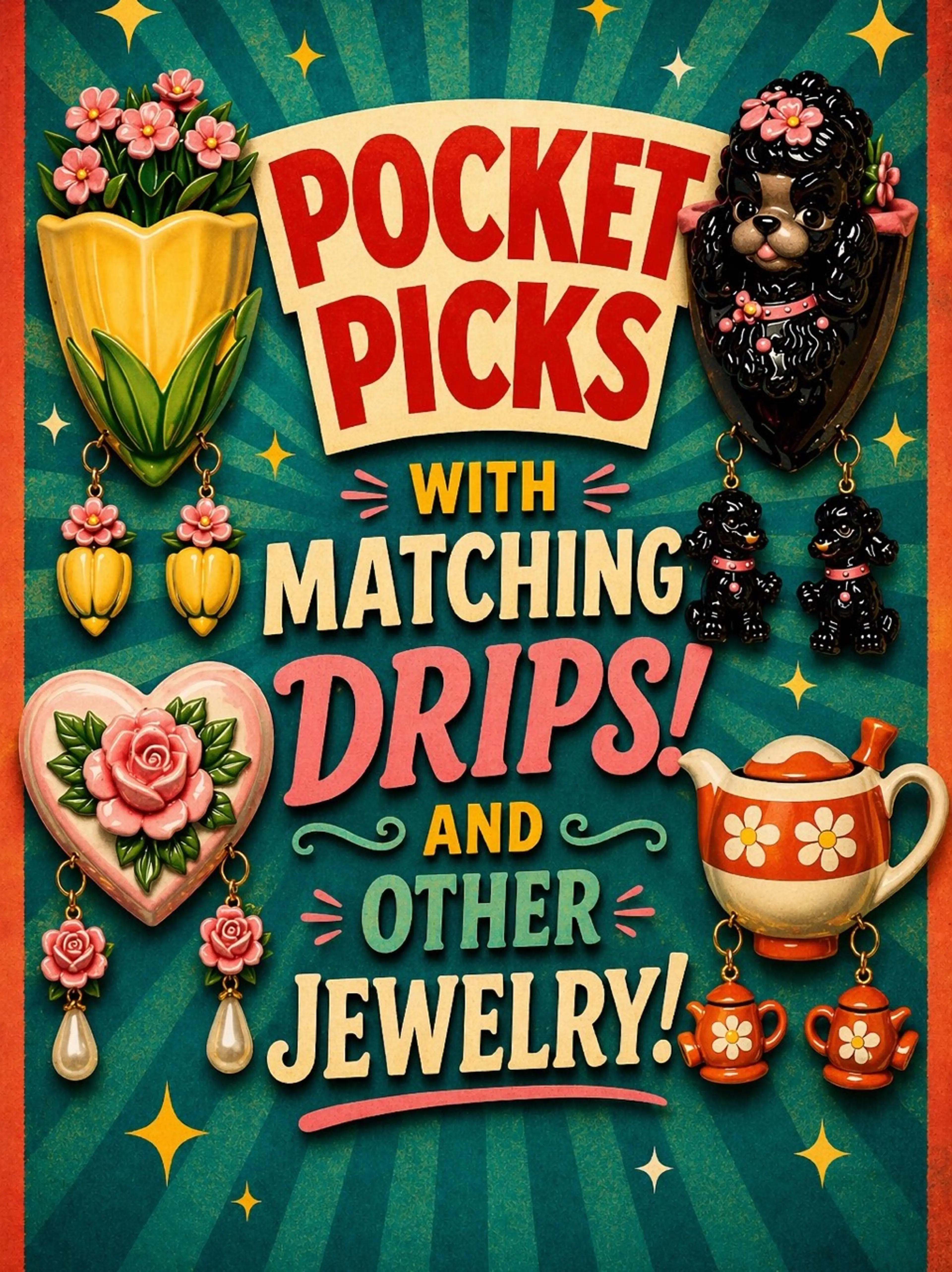 Wall Pockets W/Matching Earrings And Assorted Jewelry! 