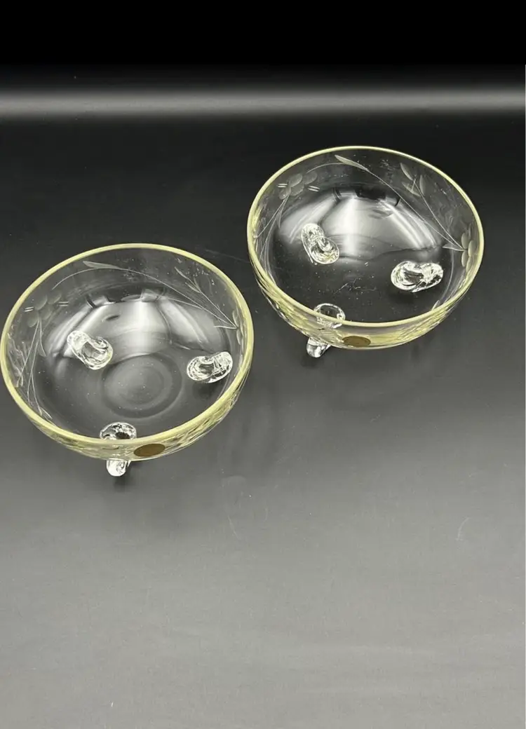 Vintage Etched Glass Candy/Nut Bowls