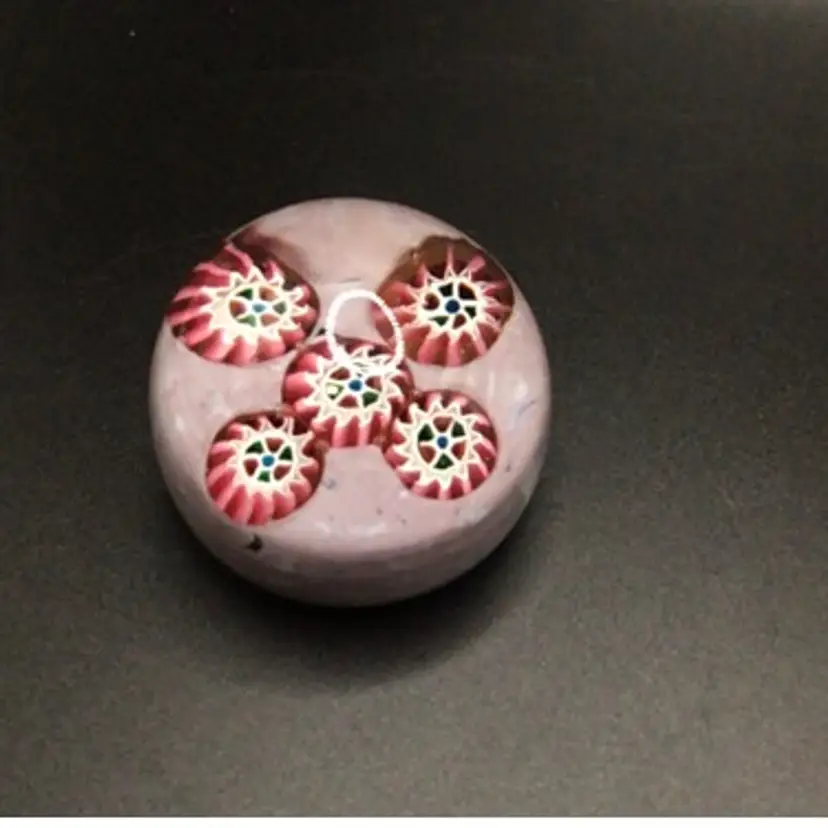 Vintage Mini Cut Cane Murrine Millefiori Art Glass Purple Pink Red Green Paperweight