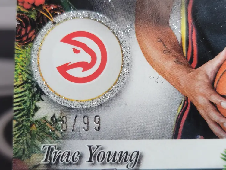 Trae Young 2025-26 Topps Basketball Holiday #PR-TY Player Relic Glitter 38/99