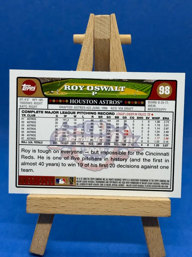 2008 Topps Opening Day Roy Oswalt #98 Gold /2199 Houston Astros A80