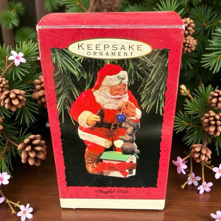 Hallmark Keepsake Ornament 1992/3 Playful Pals Coca-Cola Santa Puppy Christmas
