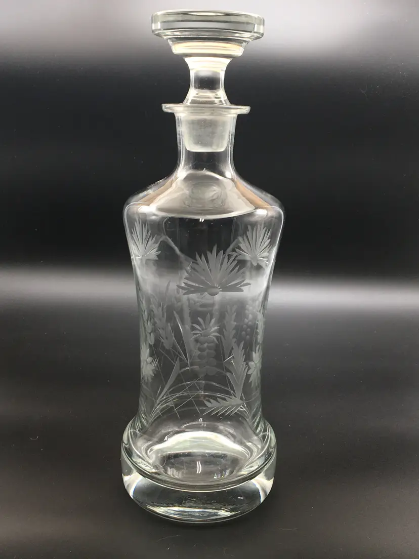Vintage MCM Summerfield Liquor Wine Decanter by Leonard Silver Etched Floral