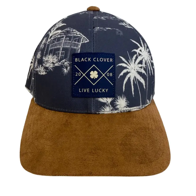 Black Clover Live Lucky Navy Vacation Woven Pattern Palm Patch Adjustable Hat