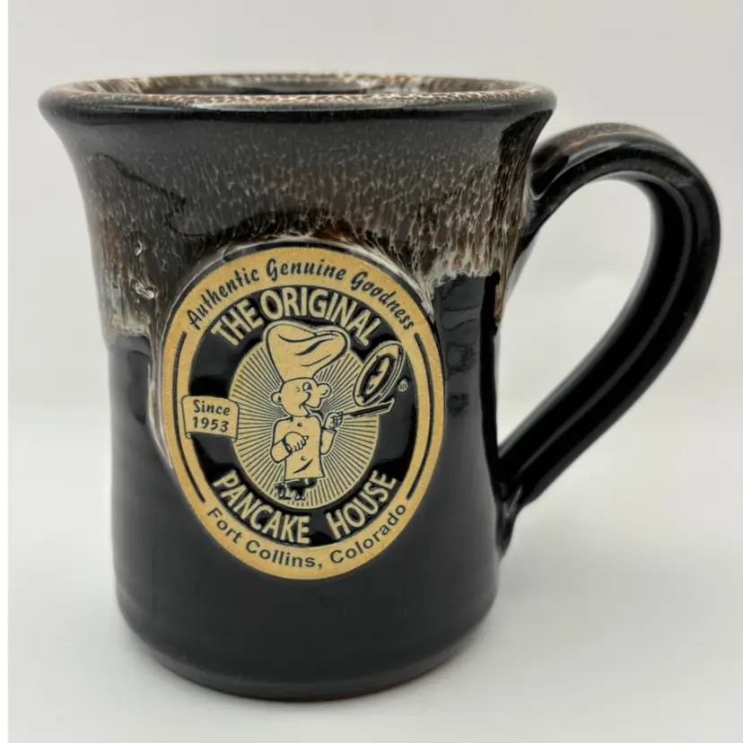 Deneen Pottery The Original Pancake House 10 oz Hand-Thrown  Drip Glazed Mug