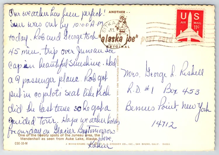 Postcard Beautiful Mendenhall Glacier from Auke Lake Alaska Geomorphology