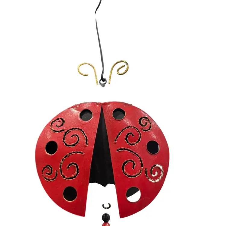 Metal Ladybug Twirly Hanging Decor -19”