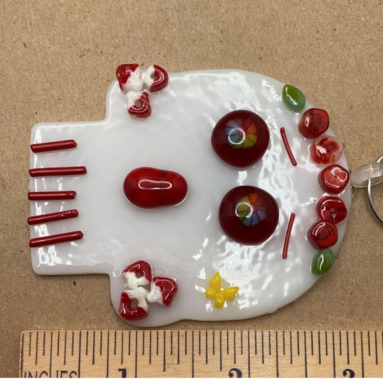 #03 Made by Me! Fused Glass Ornament 3D Day of the Dead Skull Studio Art Handmade