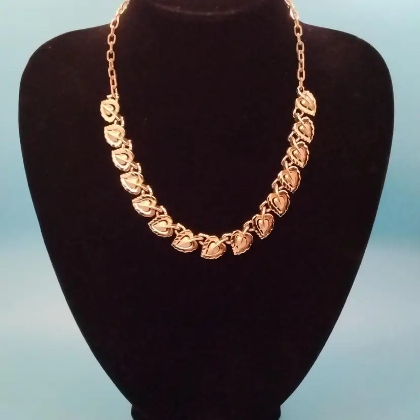 Vintage Gold-Tone Leaf Motif Necklace, By CORO