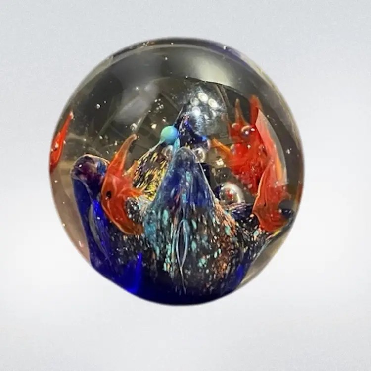 Gorgeous Colorful Aquarium Paperweight ~3" Diameter